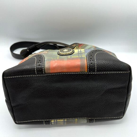 Y2K Dooney & Bourke Plaid Drawstring Shoulder Satchel Bag – Preppy Madras Print - Picture 7 of 16